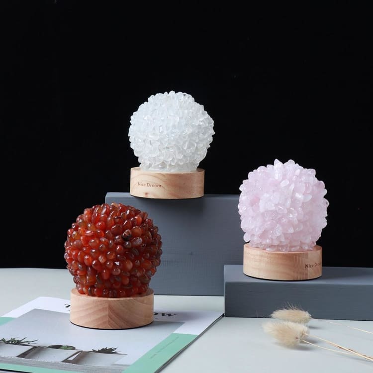 ATELIER-TIBET Lampe de Chevet en Quartz Blanc – Lumière Pure & Énergie Cristalline