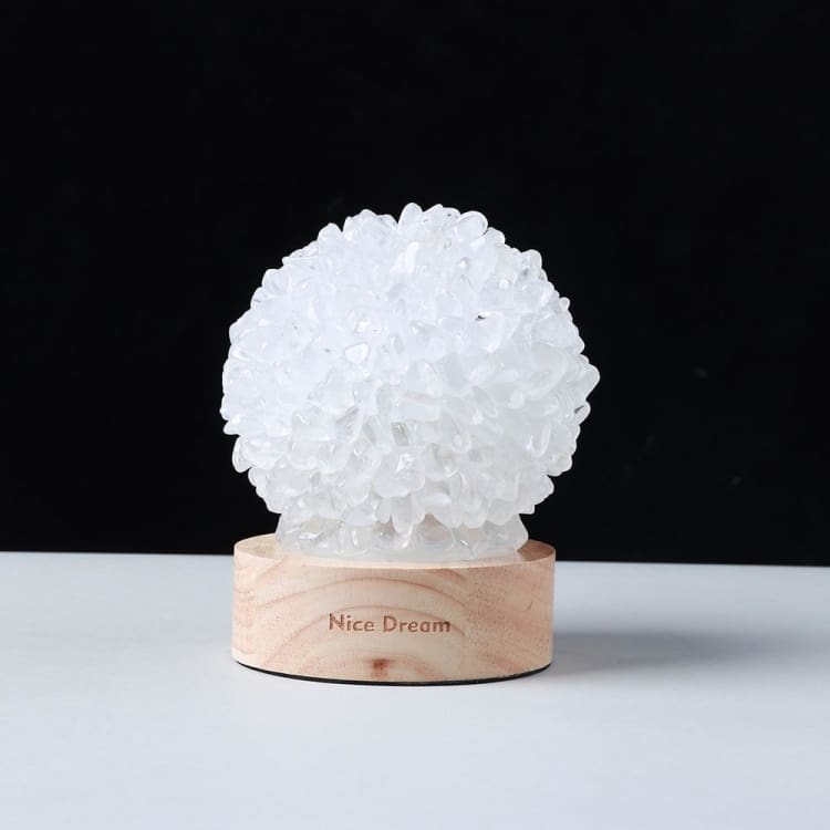 ATELIER-TIBET Lampe de Chevet en Quartz Blanc – Lumière Pure & Énergie Cristalline