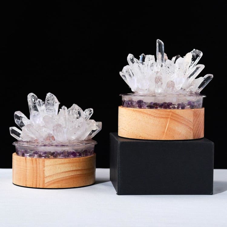 ATELIER-TIBET Lampe de Chevet en Quartz Clair – Lumière Pure & Énergie Cristalline