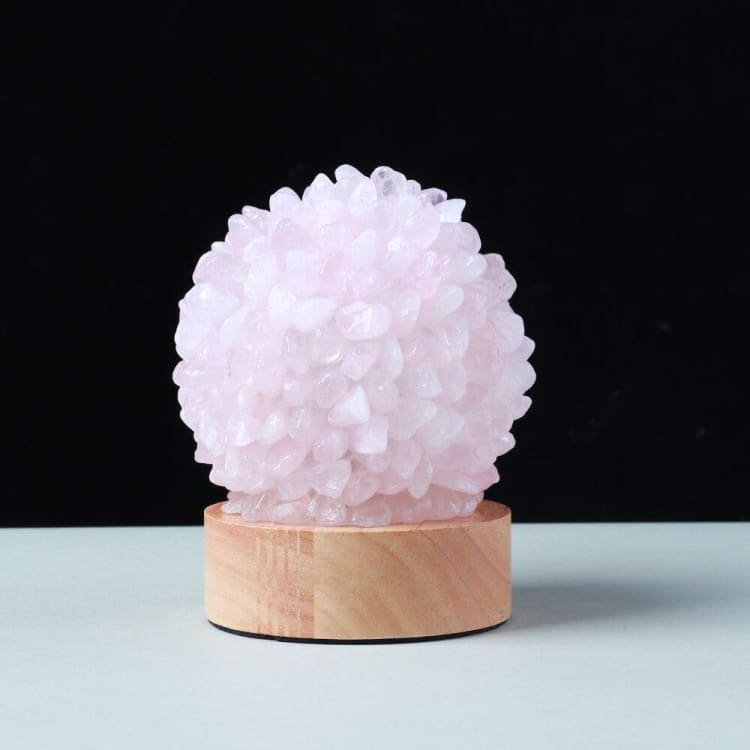 ATELIER-TIBET Lampe de Chevet en Quartz Rose – Lumière Douce & Harmonie Cristalline