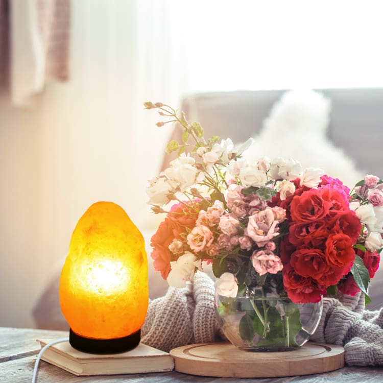ATELIER-TIBET Lampe de Sel de l’Himalaya – Pierre naturelle & Lumière chaude, Bougeoir offert