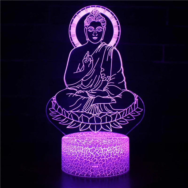 ATELIER-TIBET Lampe Zen 3D à 7 Couleurs – Projection Bouddha & Ambiance Relaxante pour Maison