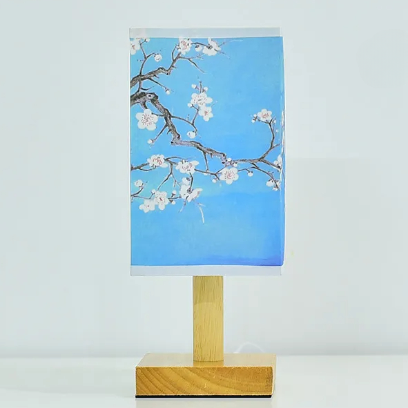 ATELIER-TIBET – Lampe Zen Bleue Style Chinois à Imprimé Fleur – Lumière Douce & Élégance Orientale