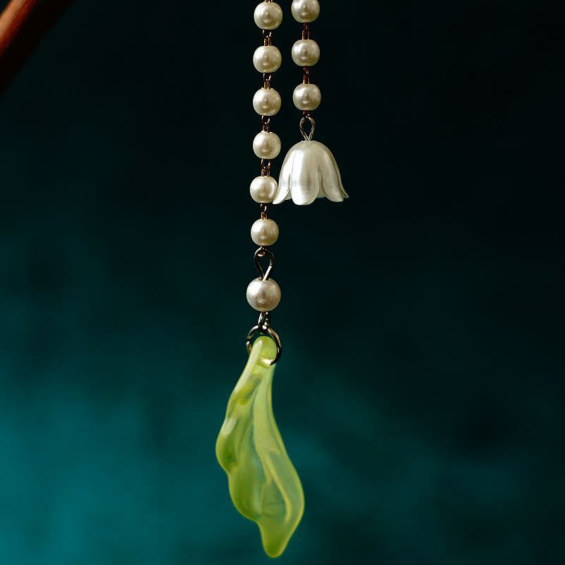 ATELIER-TIBET Pic à Cheveux Fleur de Muguet & Perles – 18 cm