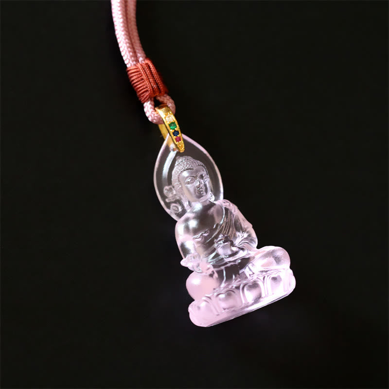 ATELIER-TIBET Collier Bouddha en Cristal Liuli Artisanal