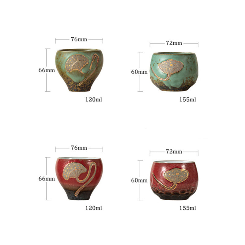 ATELIER-TIBET – Tasse à Thé en Céramique Gravée Gousse de Lotus (120 ml / 155 ml)
