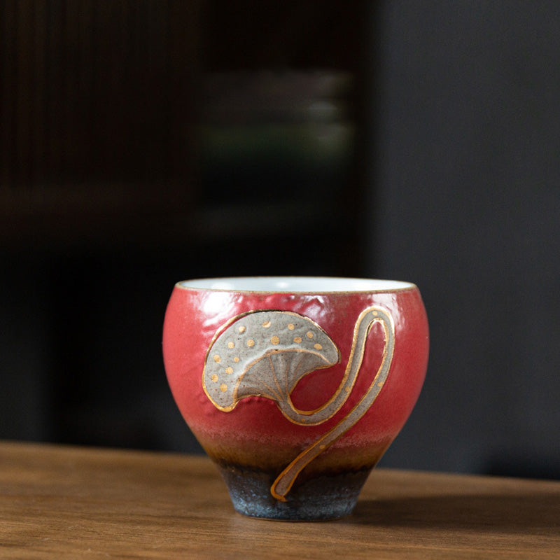 ATELIER-TIBET – Tasse à Thé en Céramique Gravée Gousse de Lotus (120 ml / 155 ml)