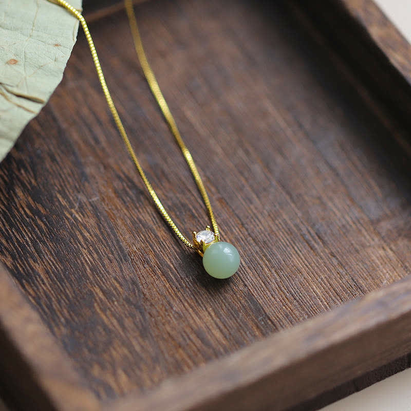 ATELIER-TIBET – Collier Lucky Bead en Jade Naturel