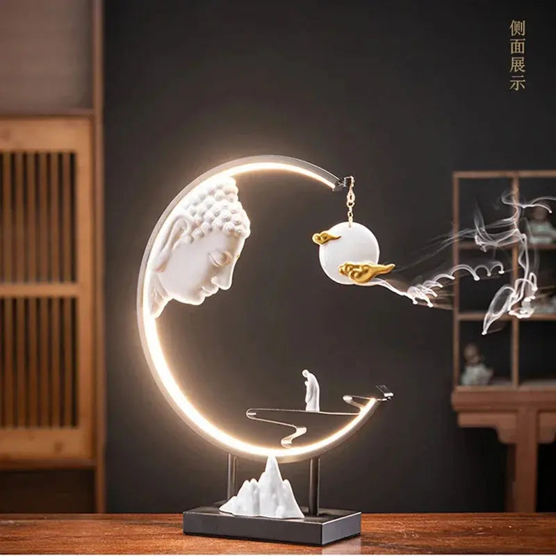 ATELIER-TIBET – Clair de Silence · Porte-Encens LED Lune & Montagne