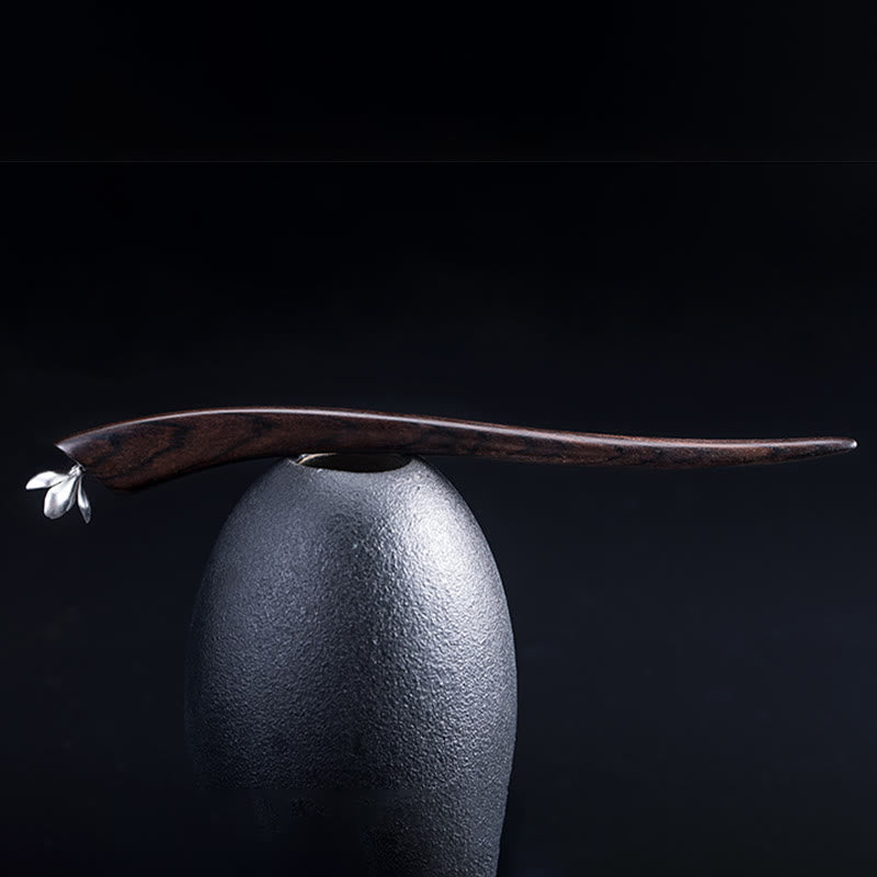 ATELIER-TIBET Pic à Cheveux Magnolia Ébène & Argent 925 – 18.3cm