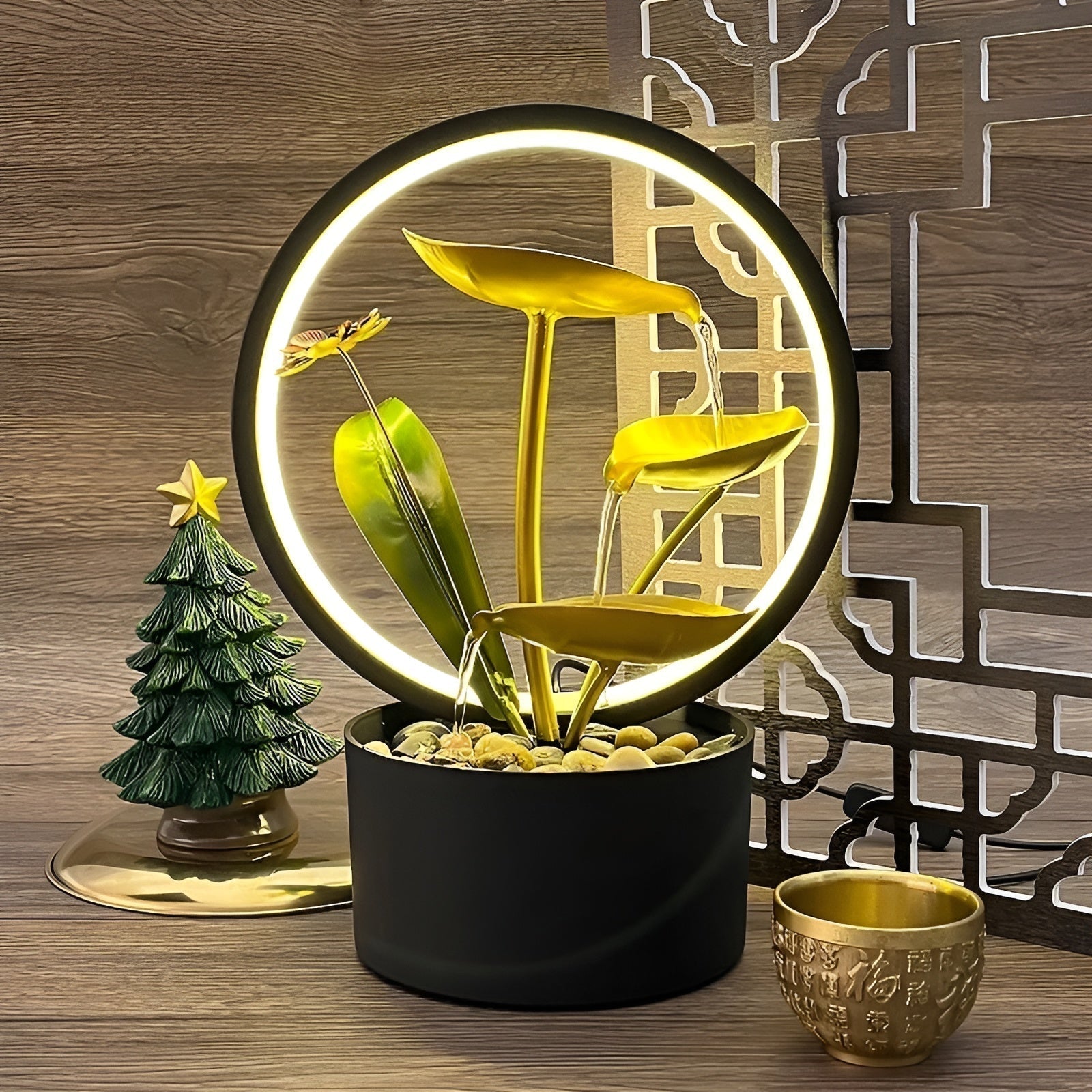 ATELIER-TIBET Lampe de Chevet  – Éclairage Doux & Fonction Eau Apaisante pour Chambre & Salon