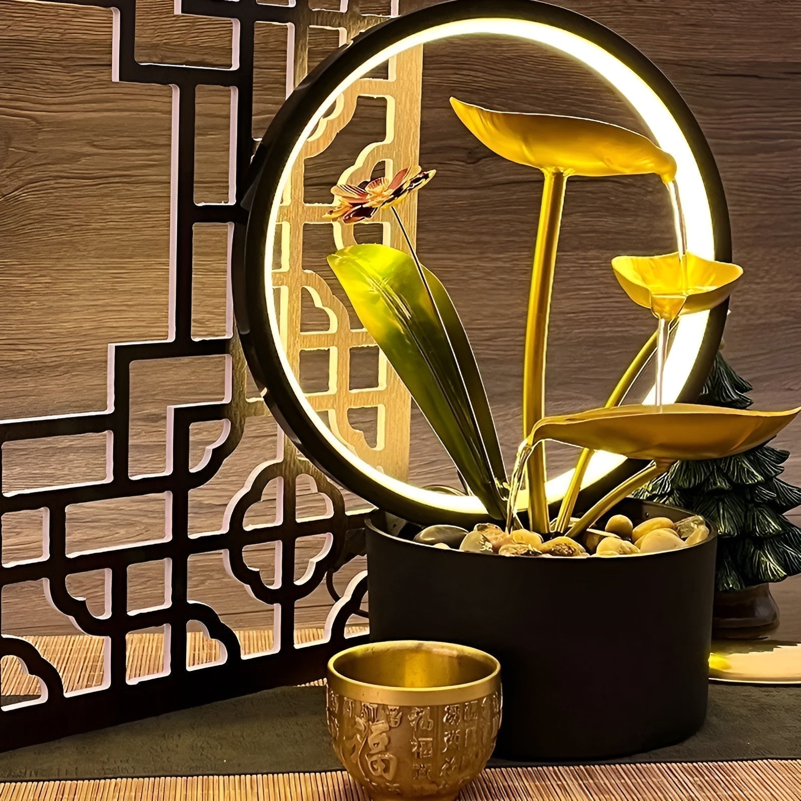 ATELIER-TIBET Lampe de Chevet  – Éclairage Doux & Fonction Eau Apaisante pour Chambre & Salon