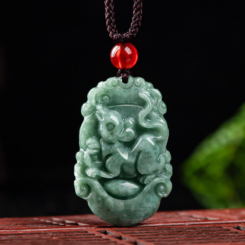 ATELIER-TIBET – Collier en Jade Naturel Zodiac Chinois (12 Signes)