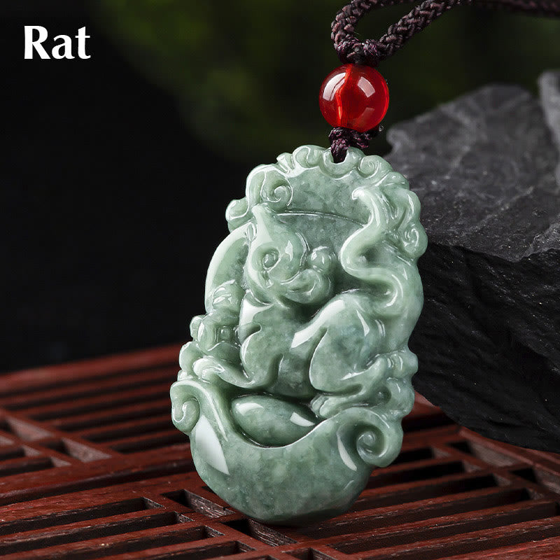 ATELIER-TIBET – Collier en Jade Naturel Zodiac Chinois (12 Signes)