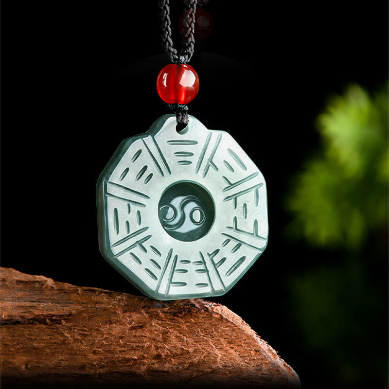 ATELIER-TIBET – Collier Feng Shui Bagua Yin Yang en Jade Naturel