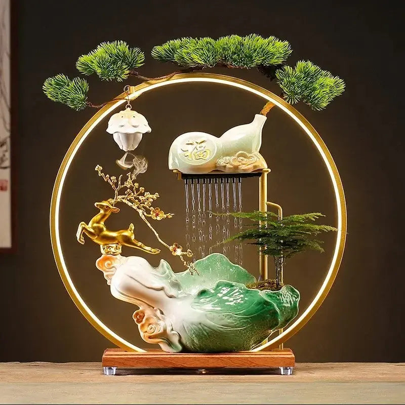 ATELIER-TIBET – Grâce Dorée · Fontaine d’Encens LED au Cerf