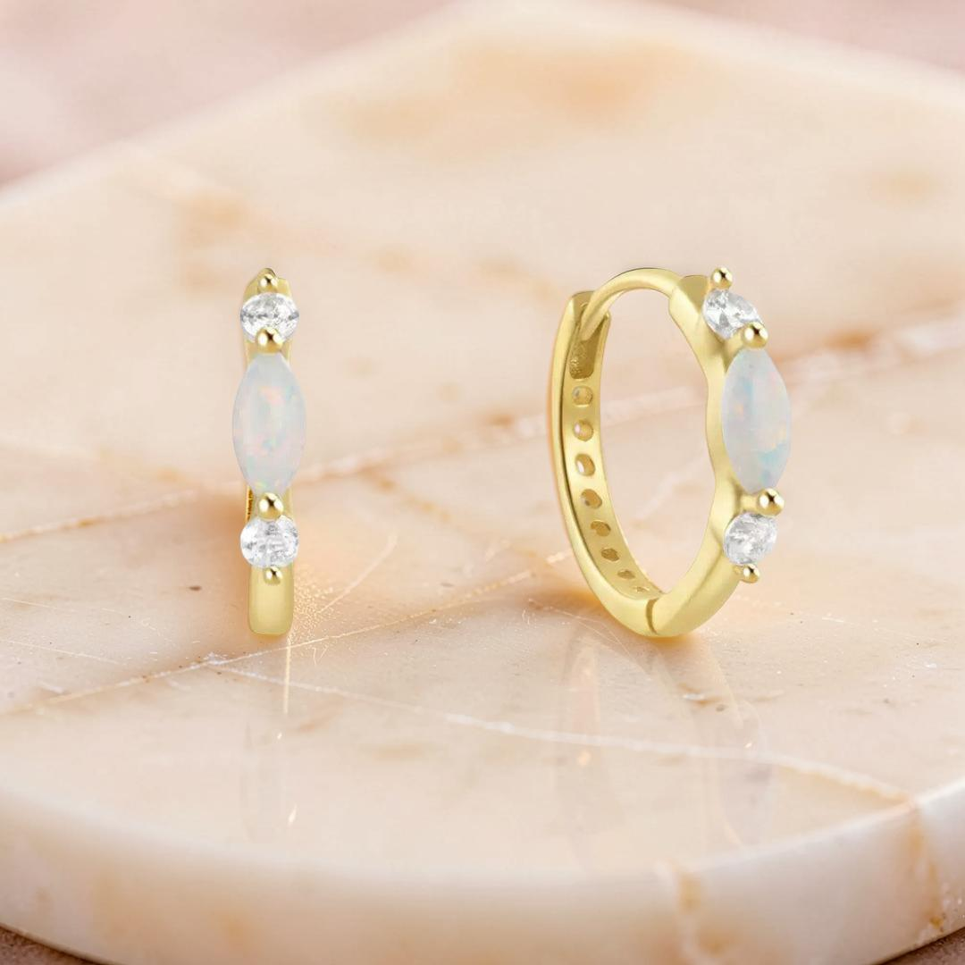 ATELIER-TIBET – Boucles d'Oreilles Opale – Halo Intemporel, Argent