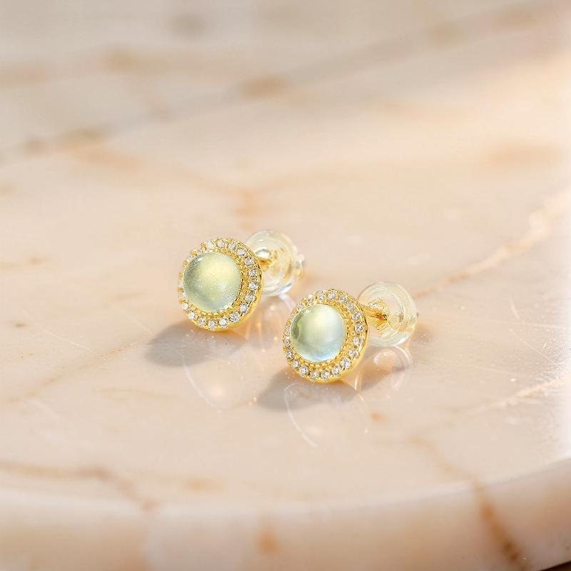ATELIER-TIBET – Boucles d'oreilles Aigue marine – Éclat Céleste, Argent Plaqué Or