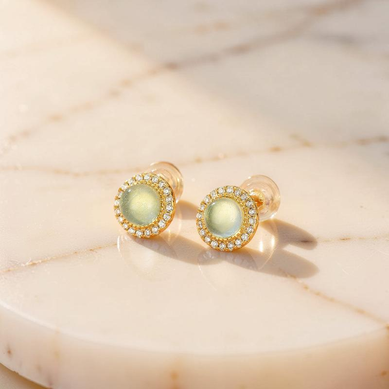 ATELIER-TIBET – Boucles d'oreilles Aigue marine – Éclat Céleste, Argent Plaqué Or