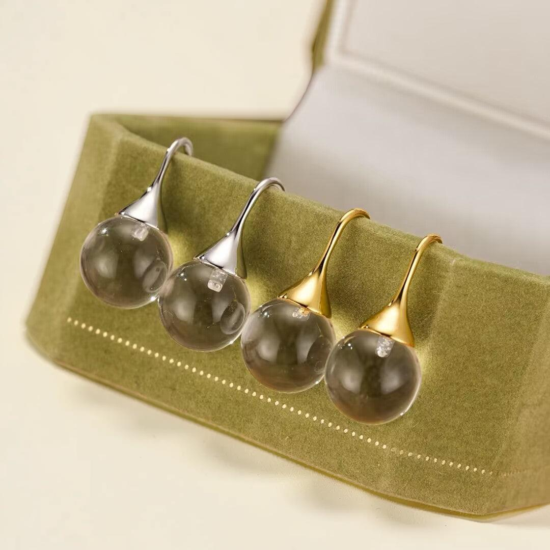 ATELIER-TIBET – Boucles d'Oreilles Cristal de Roche – Lumière Pure, Argent
