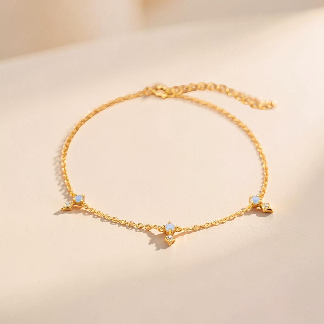 ATELIER-TIBET – Bracelet Opale – Charme Étoilé, Argent Plaqué Or