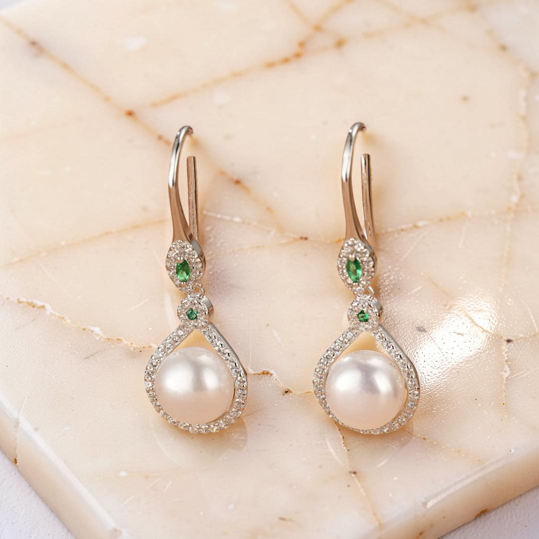 ATELIER-TIBET – Boucles d’Oreilles Perle – Elegancia, Argent 925