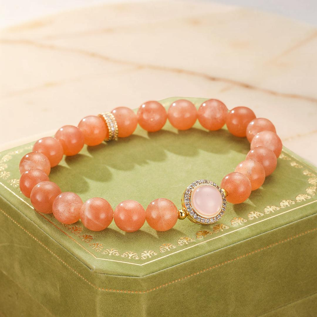 ATELIER-TIBET – Bracelet Pierre de Soleil et Quartz Rose – Aura Tendre
