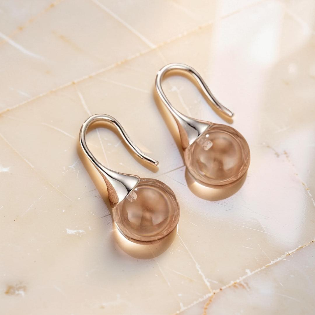 ATELIER-TIBET – Boucles d'Oreilles Cristal de Roche – Lumière Pure, Argent