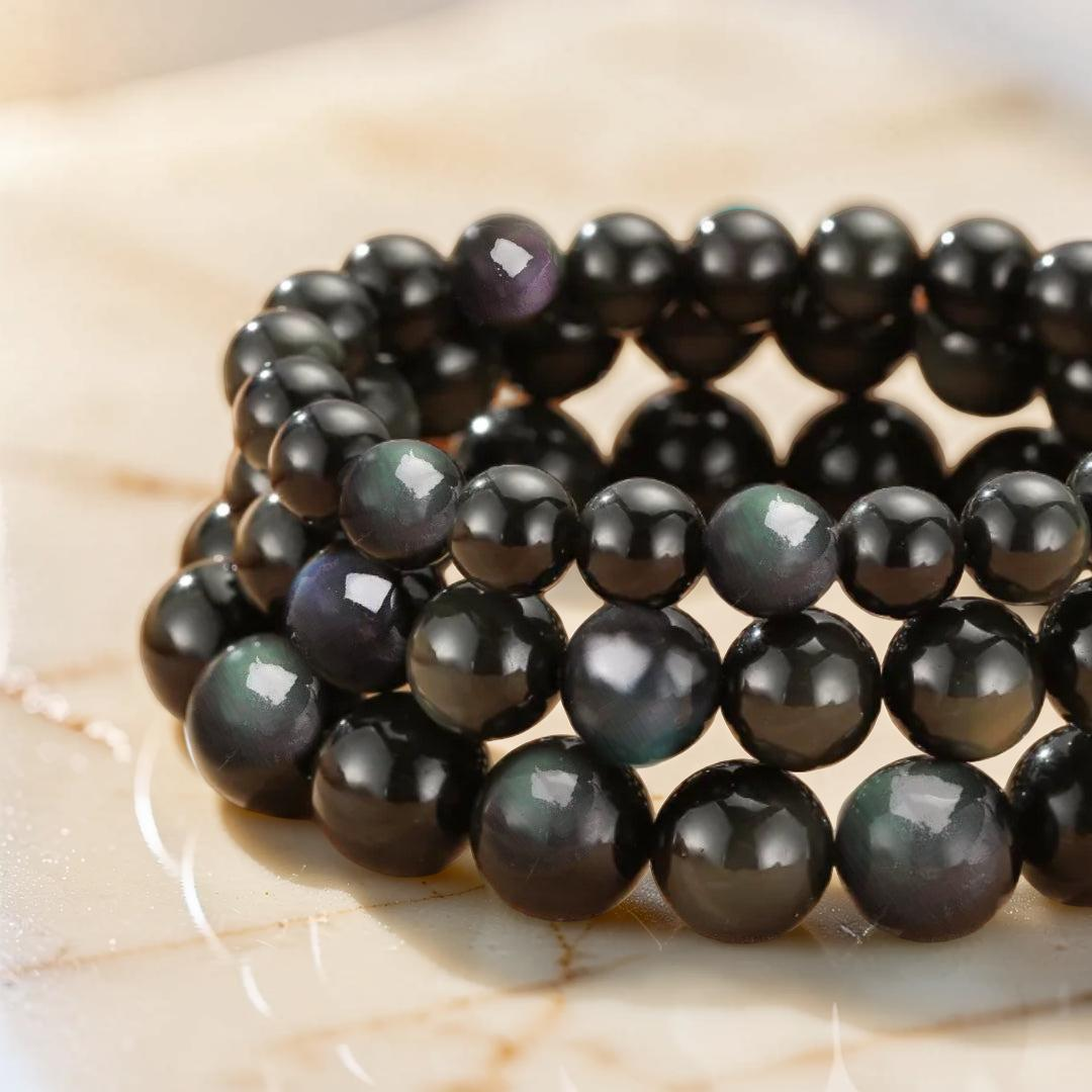 ATELIER-TIBET – Bracelet Obsidienne Arc-en-Ciel – Énergie Subtile
