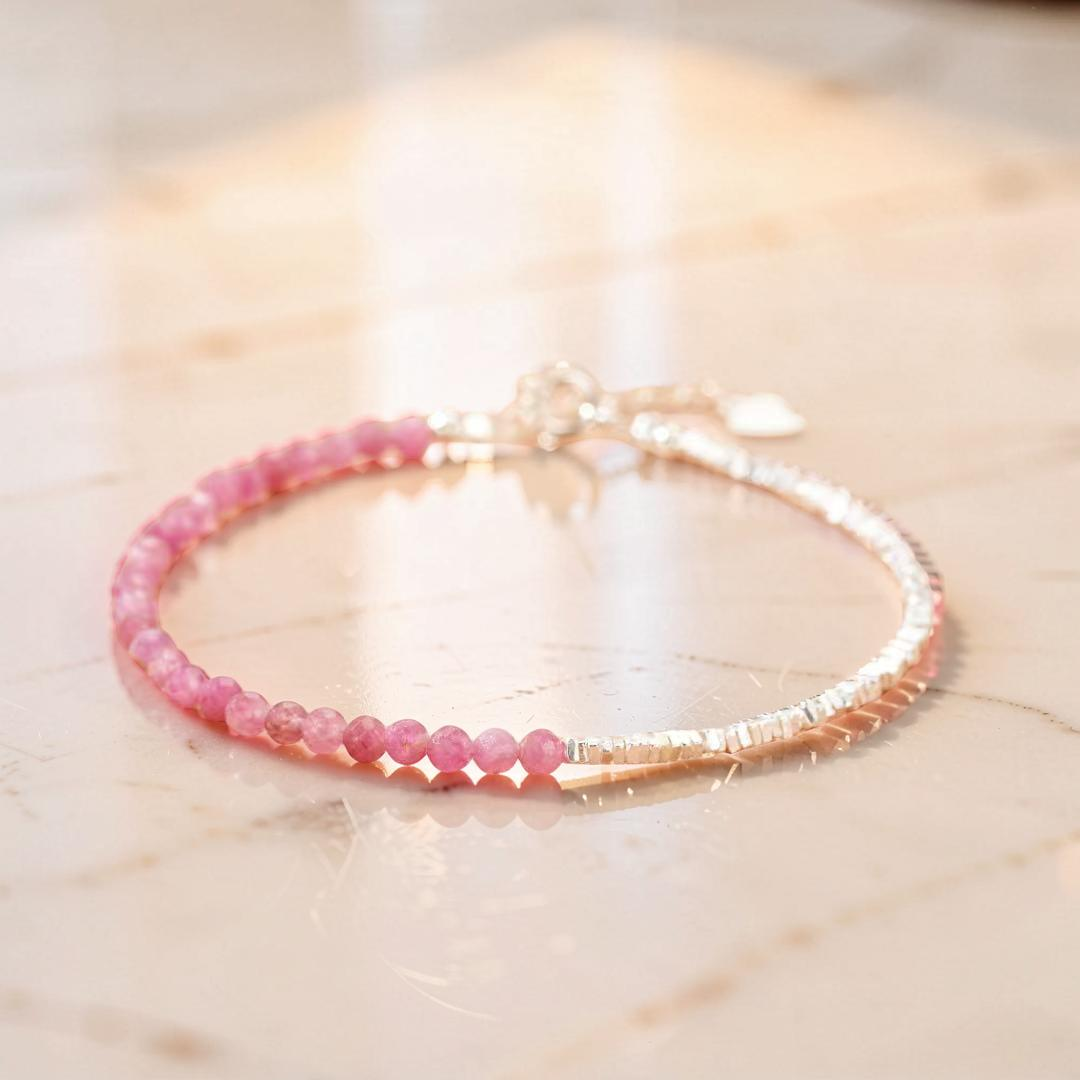 ATELIER-TIBET – Bracelet Tourmaline – Rose Intuitive, Argent