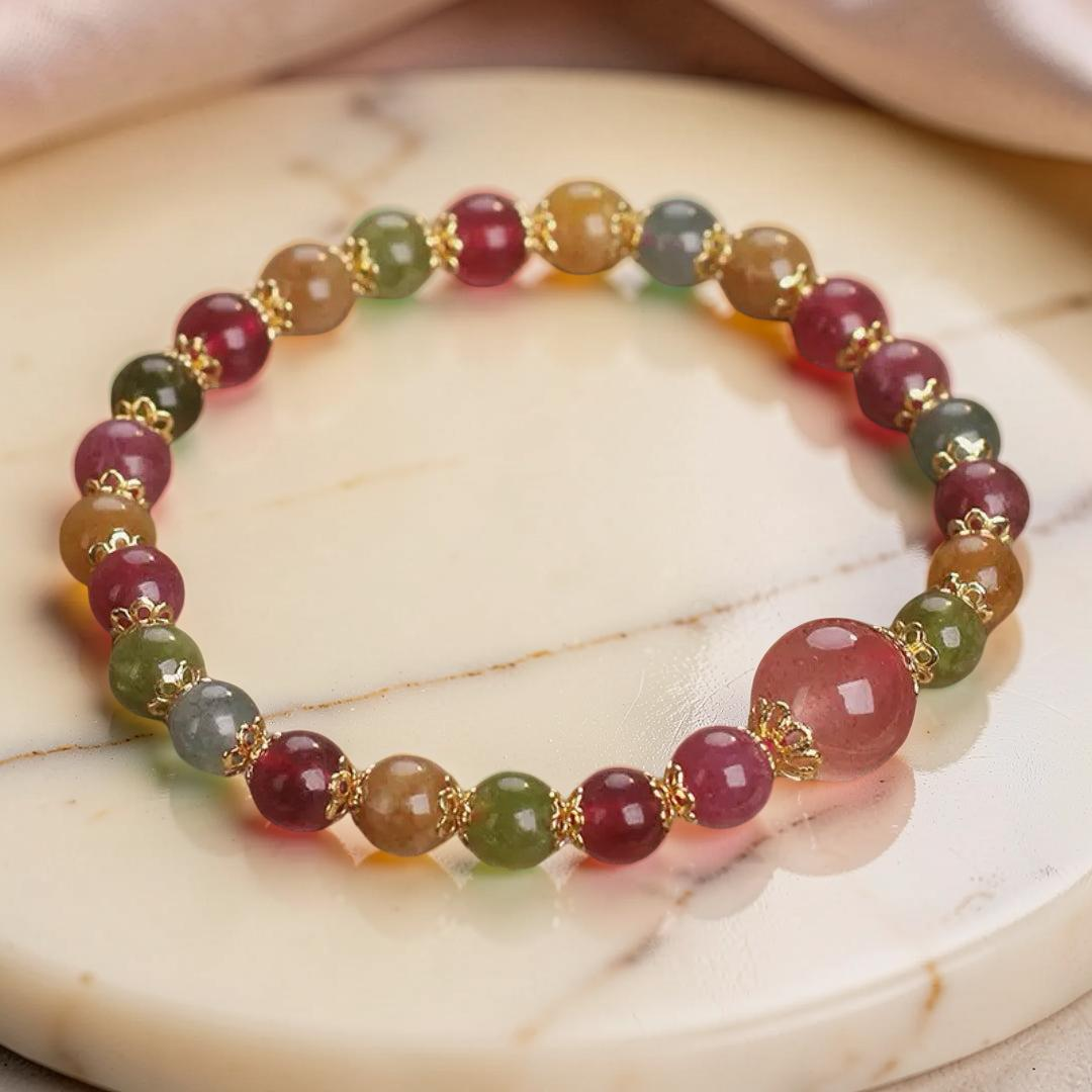 ATELIER-TIBET – Bracelet Tourmaline et Quartz Fraise – Harmonie Lumineuse