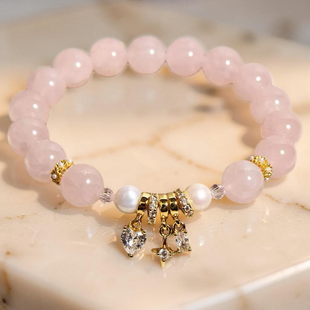 ATELIER-TIBET – Bracelet Quartz Rose et Perle – Charme de Vénus