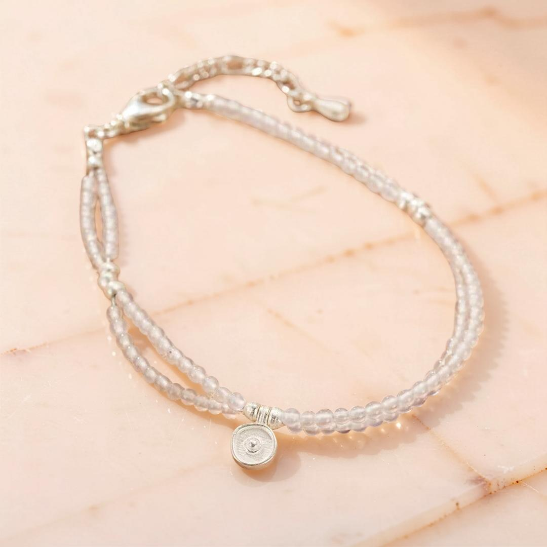 ATELIER-TIBET – Bracelet Cristal de Roche – Goutte Discrète, Argent