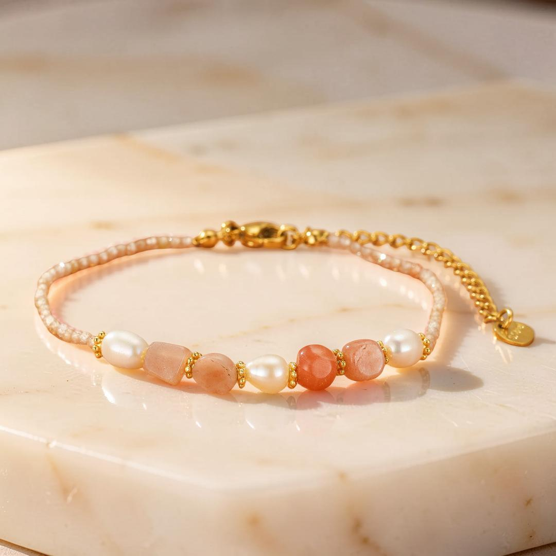 ATELIER-TIBET – Bracelet Pierre de Soleil et Perle – Harmonie Radieuse