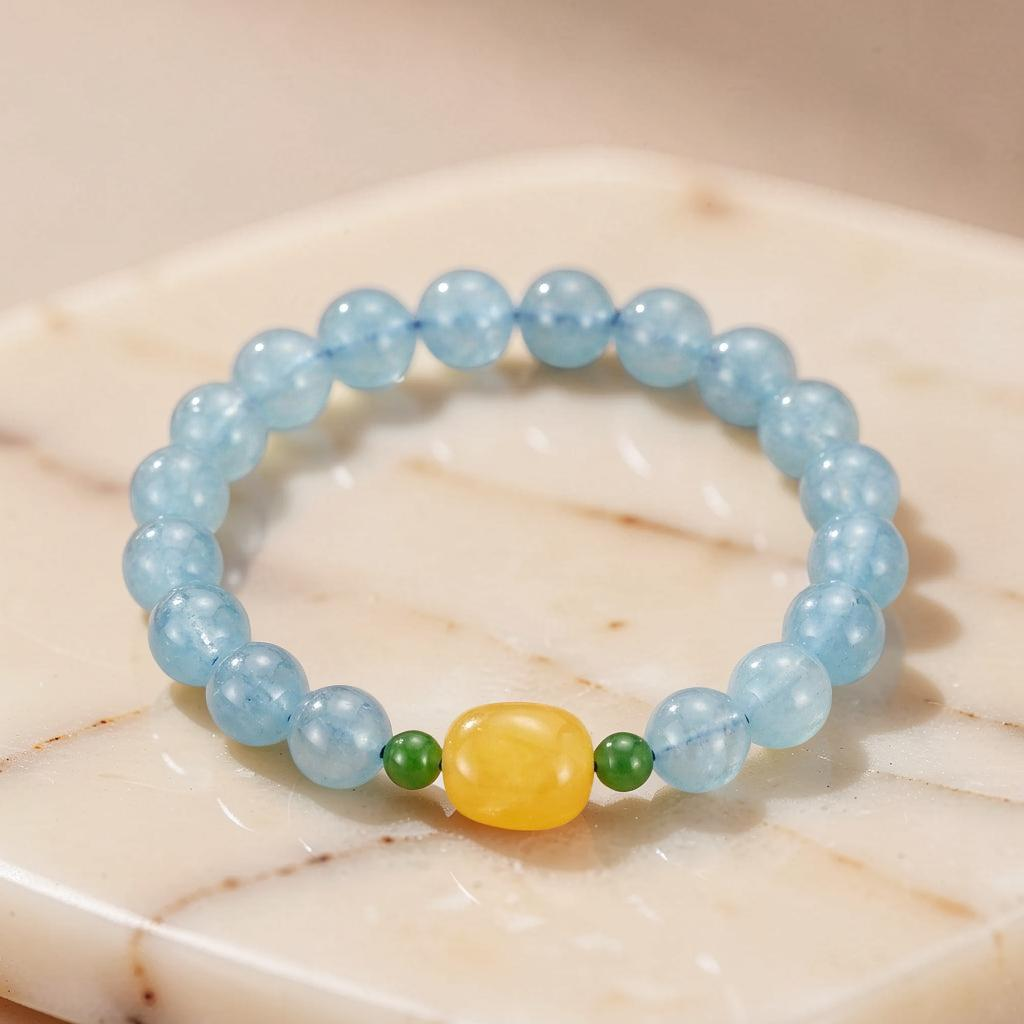 ATELIER-TIBET – Bracelet Aigue Marine – Douce Vague