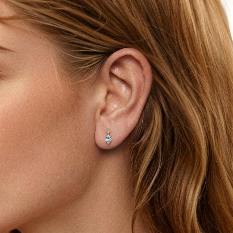 ATELIER-TIBET – Boucles d'Oreilles Topaze – Clarté Céleste, Argent Plaqué Or 14K