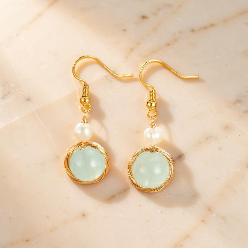 ATELIER-TIBET – Boucles d'oreilles Aigue-marine et Perle – Pure Harmonie