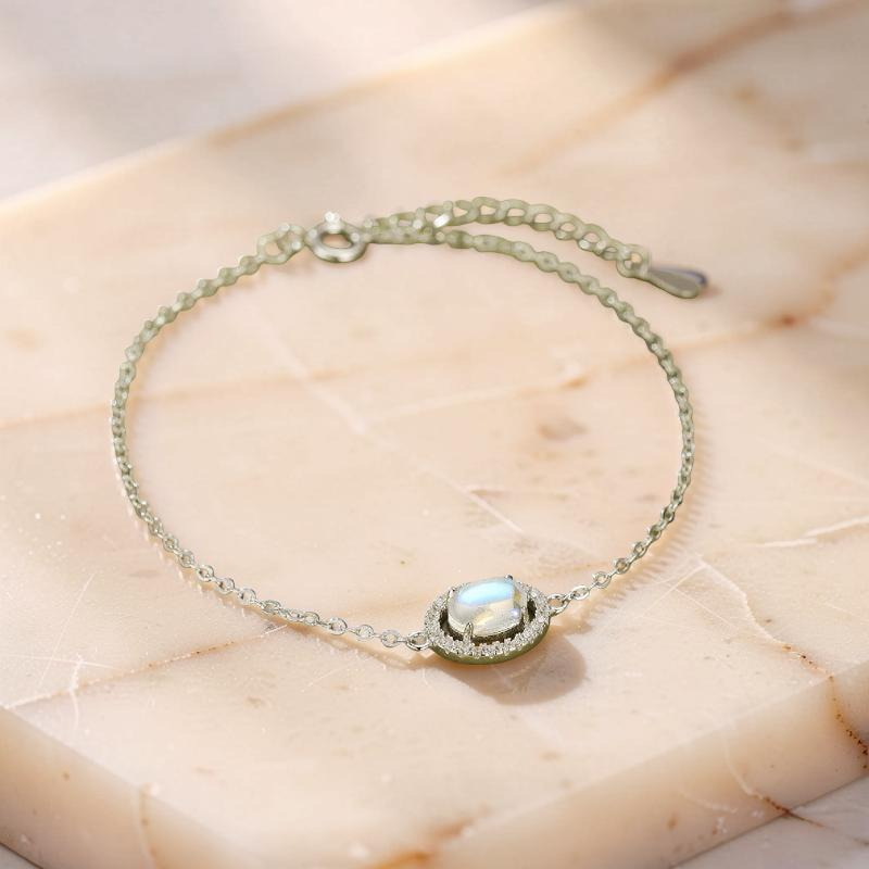 ATELIER-TIBET – Bracelet Pierre de Lune – Sérénité Lunaire, Argent 925