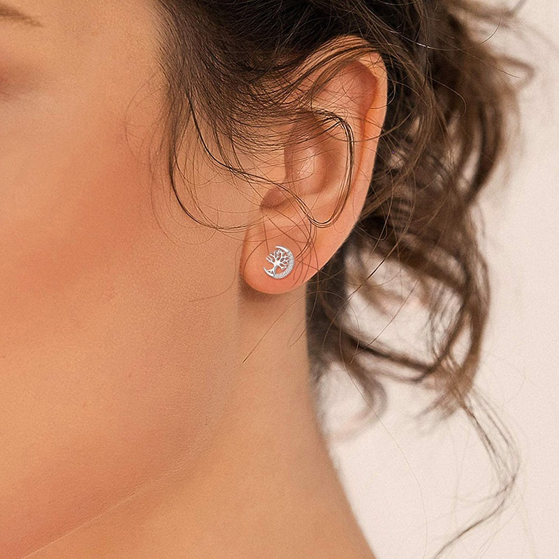 ATELIER-TIBET – Boucles d'oreilles Arbre de Vie – Arbre Céleste, Argent S925