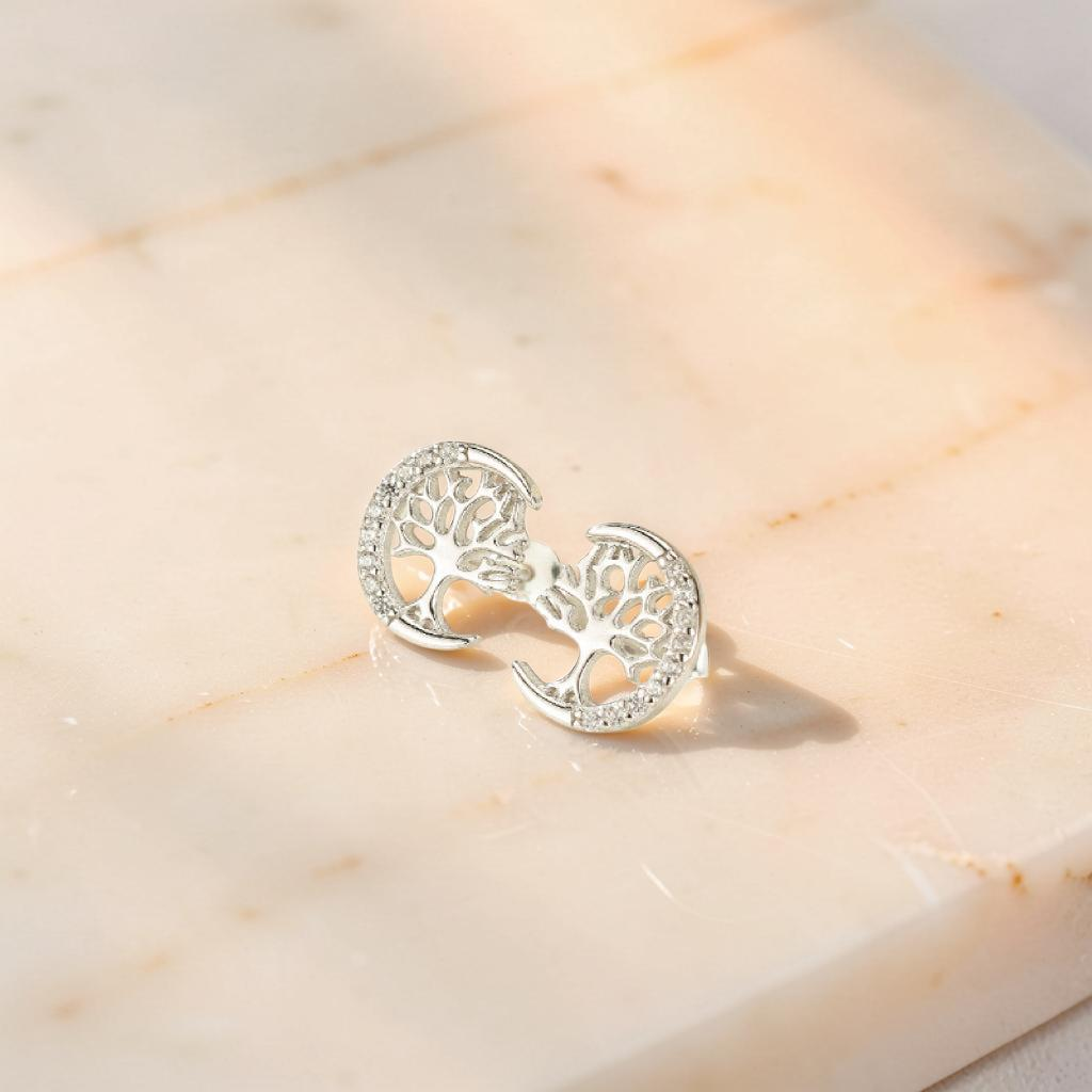 ATELIER-TIBET – Boucles d'oreilles Arbre de Vie – Arbre Céleste, Argent S925