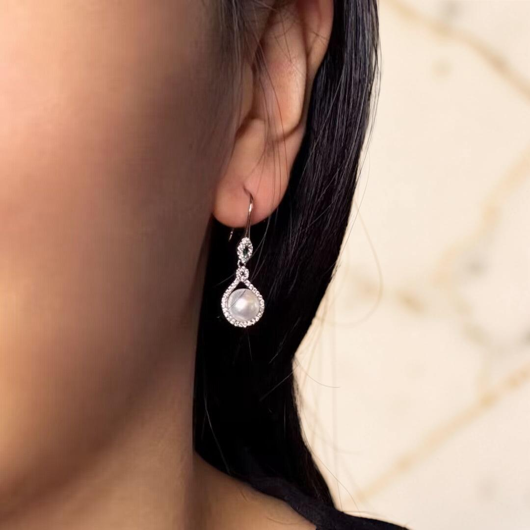 ATELIER-TIBET – Boucles d’Oreilles Perle – Elegancia, Argent 925