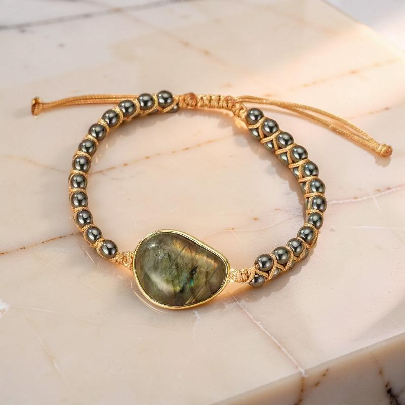 ATELIER-TIBET – Bracelet Labradorite et Hématite – Aura Protectrice