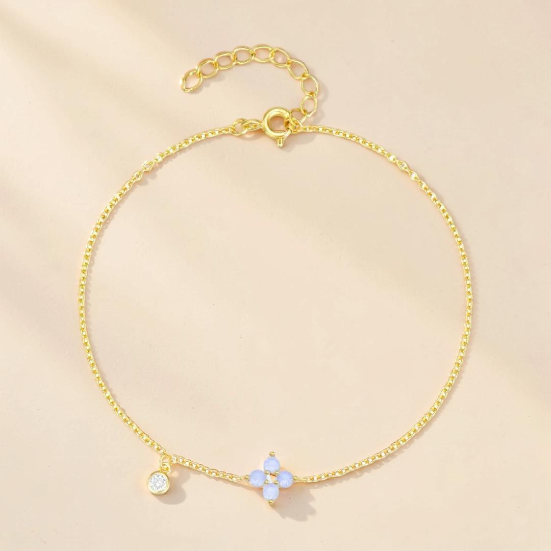 ATELIER-TIBET – Bracelet Fleur Opale – Pétale Radieux, Argent Plaqué Or