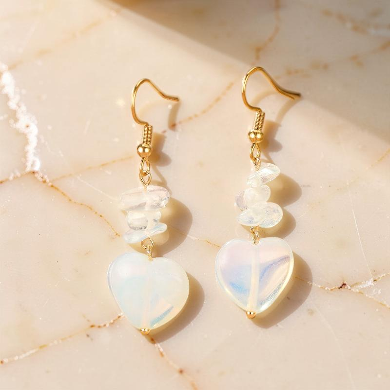 ATELIER-TIBET – Boucles d'Oreilles Pierres Naturelles – Cœur Protecteur