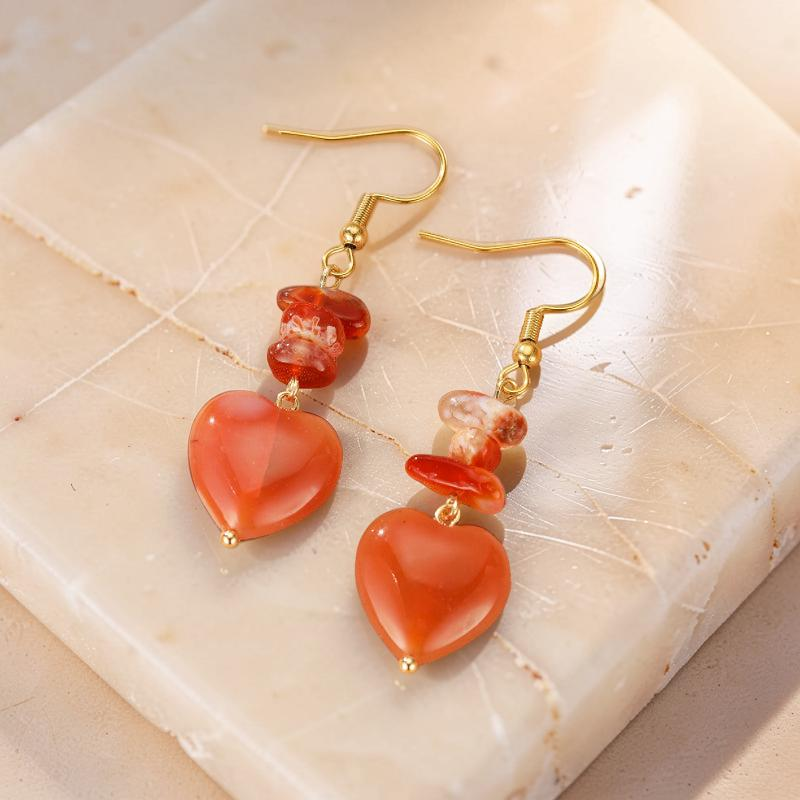 ATELIER-TIBET – Boucles d'Oreilles Pierres Naturelles – Cœur Protecteur