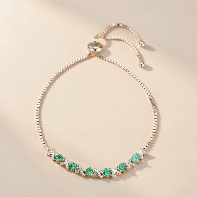 ATELIER-TIBET – Bracelet Émeraude – Grâce Florale, Argent