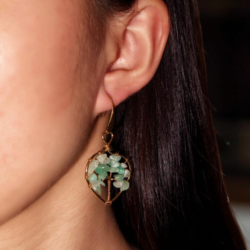 ATELIER-TIBET – Boucles d'oreilles Améthyste – Arbre Céleste, Cuivre