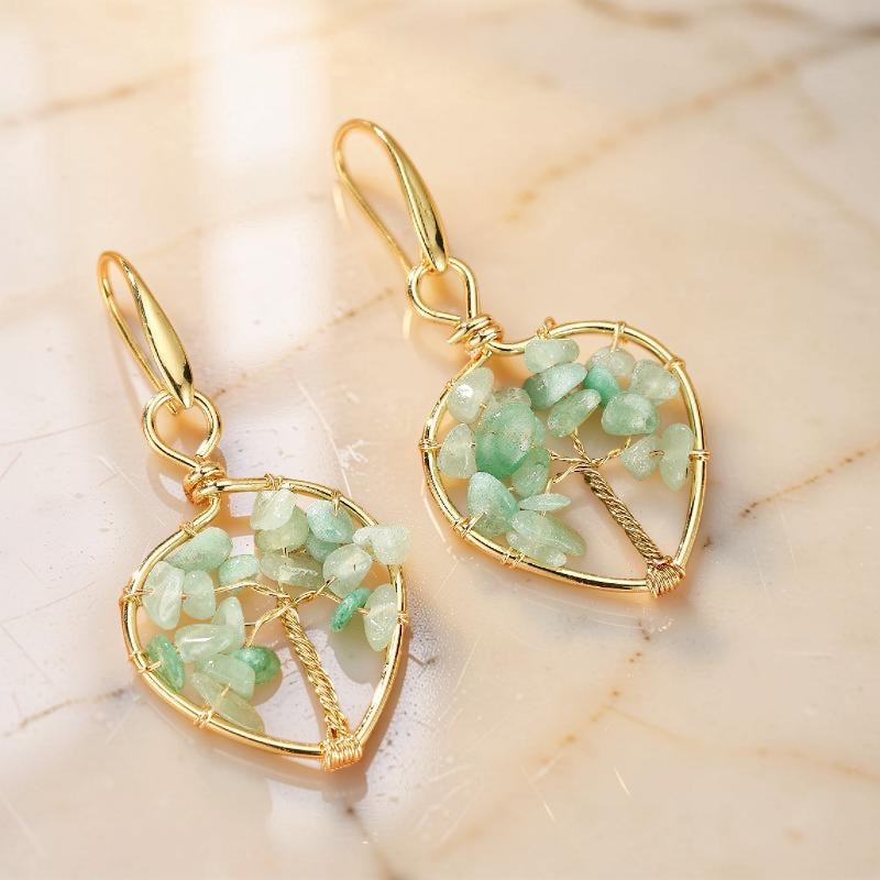 ATELIER-TIBET – Boucles d'oreilles Améthyste – Arbre Céleste, Cuivre