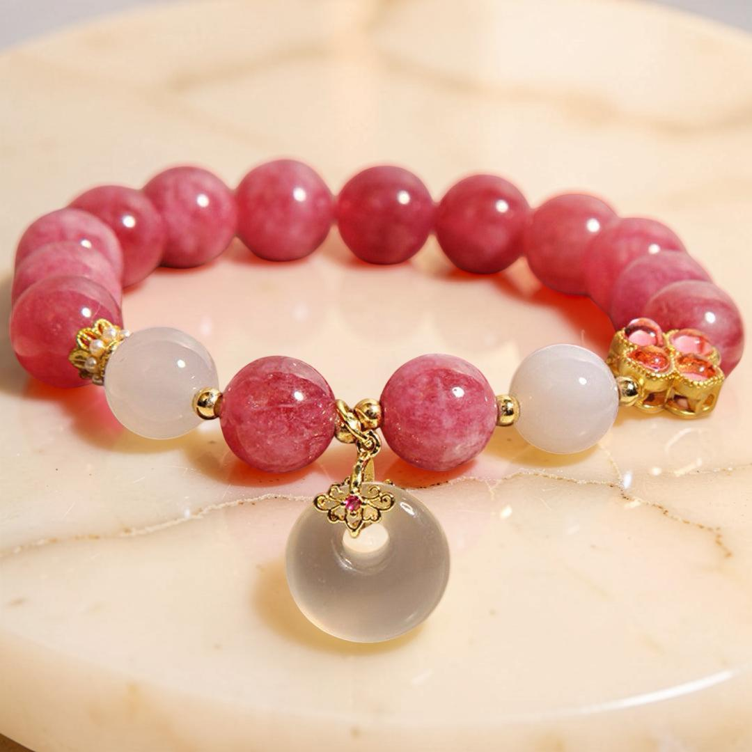 ATELIER-TIBET – Bracelet Tourmaline Rose et Jade Blanc – Chance Éclatante