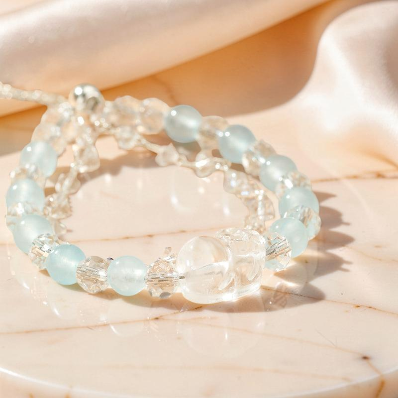 ATELIER-TIBET – Bracelet Aigue-marine et Cristal de Roche – Garde Précieux, Alliage